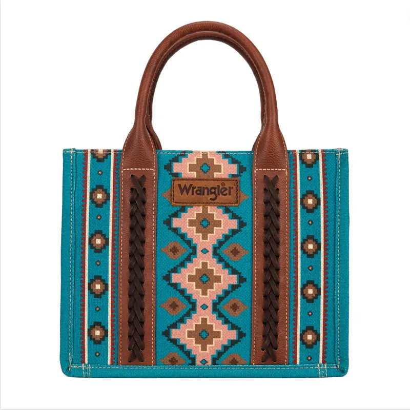 Wrangler Southwestern Dual Sided Print Canvas Tote/Crossbody Bag