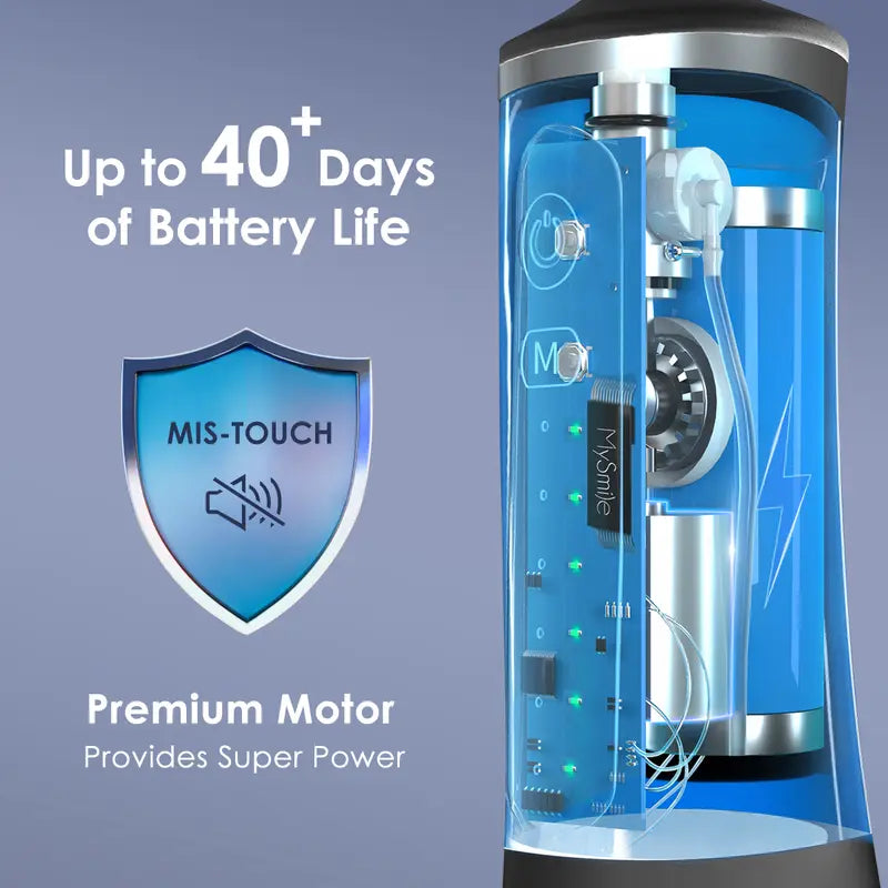 Mysmile Cordless Select (LP211) Oral Irrigator Water Flosser W/ 260ML Water Tank 5 Cleaning Modes 8 Replaceable Jet Tips and Storage Bag Mothers Day Gifts Daily Nozzle Cleansing