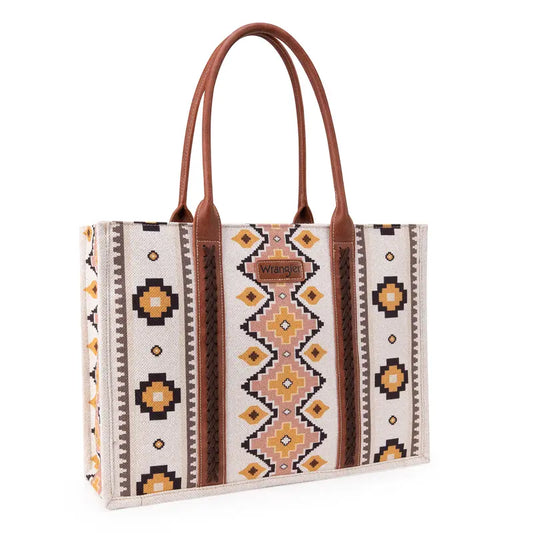Wrangler Western Pattern Canvas Wide Tote Bag