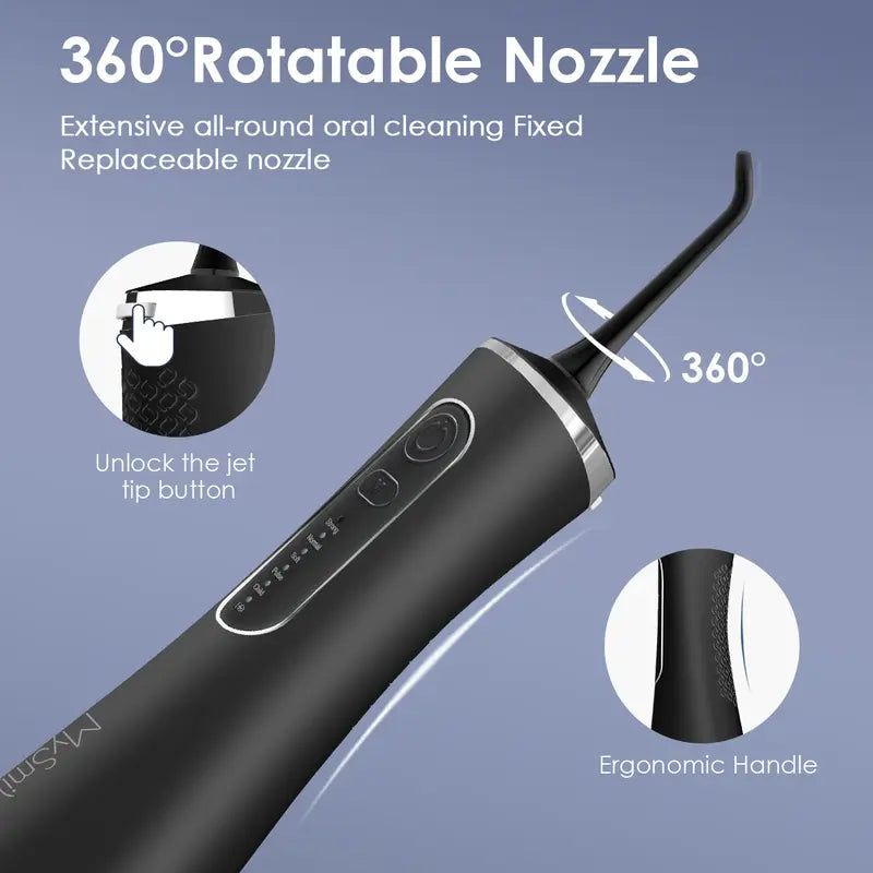 Mysmile Cordless Select (LP211) Oral Irrigator Water Flosser W/ 260ML Water Tank 5 Cleaning Modes 8 Replaceable Jet Tips and Storage Bag Mothers Day Gifts Daily Nozzle Cleansing